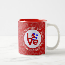 Personalisierte Rote LIEBE Zweifarbige Tasse