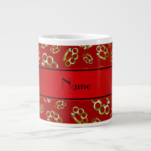 Personalisierte rote Messingknuckeln Jumbo-Tasse