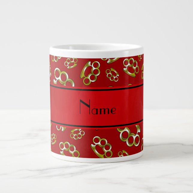 Personalisierte rote Messingknuckeln Jumbo-Tasse (Vorderseite)
