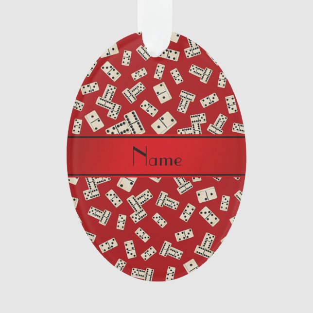 Personalisierte rote Namensdominos Ornament (Vorderseite)
