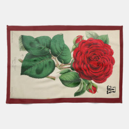 Personalisierte Rote Rose Blume Bloom Vintag Art Geschirrtuch