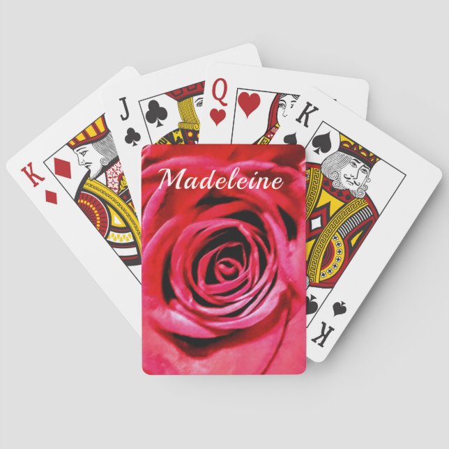 Personalisierte Rote Rose Spielkarten (Rückseite)