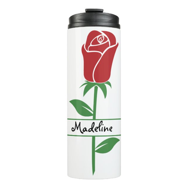 Personalisierte Rote Rose Thermosbecher (Vorderseite)