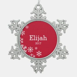 Personalisierte rote Schneeflocke-Verzierung Schneeflocken Zinn-Ornament