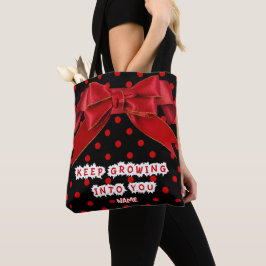 Personalisierte rote Tüte mit Punkten und Schleife Tasche