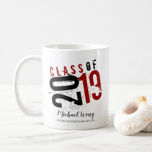 Personalisierte rote und schwarze künstlerische kaffeetasse