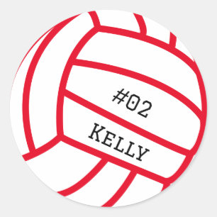 Personalisierte Rote Volleyball-Sticker Runder Aufkleber