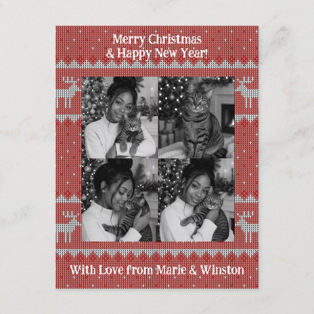 Personalisierte rote Weihnachtskarte Feiertagskarte (Vorderseite)