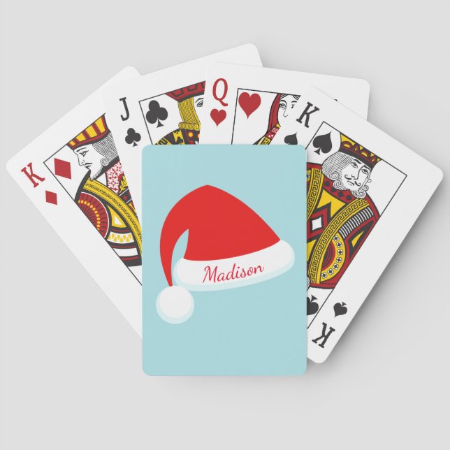 Personalisierte Rote Weihnachtsmannmütze Spielkart Spielkarten (Rückseite)