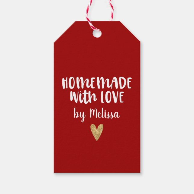 Personalisierte Rothemade mit Liebe Herz Geschenkanhänger (Vorderseite)