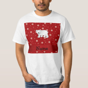 Personalisierte Rotnamensschneeflocken des polaren T-Shirt