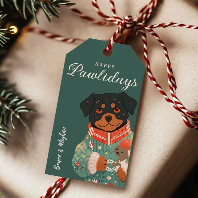 Personalisierte Rottweiler Hund-Holiday-Geschenk-T Geschenkanhänger (Von Creator hochgeladen)
