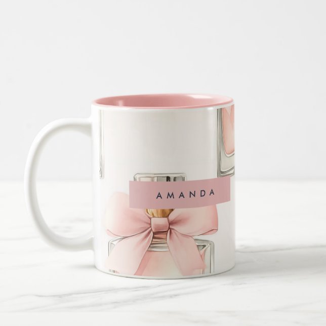 Personalisierte Rouge-Parfümflasche Coquette-Muste Zweifarbige Tasse (Links)