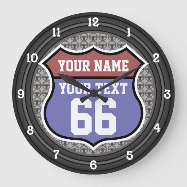 Personalisierte Route 66 Große Wanduhr (Vorderseite)