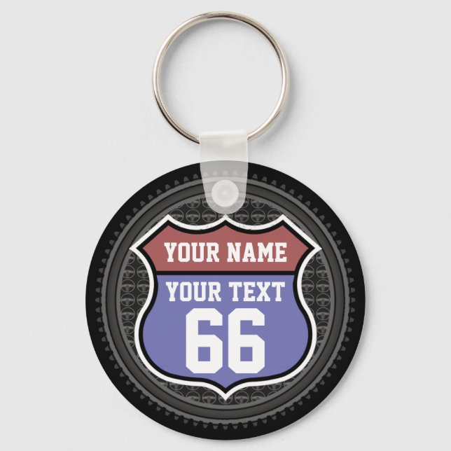 Personalisierte Route 66 Schlüsselanhänger (Vorderseite)