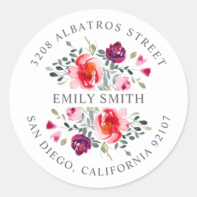 Personalisierte Rücksendeadresse I Botanisches Mot Runder Aufkleber (Vorderseite)