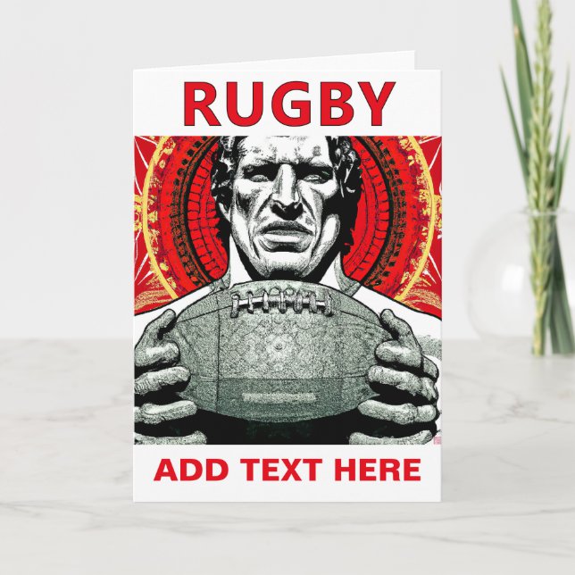 Personalisierte Rugby-Grußkarte Feiertagskarte (Vorderseite)