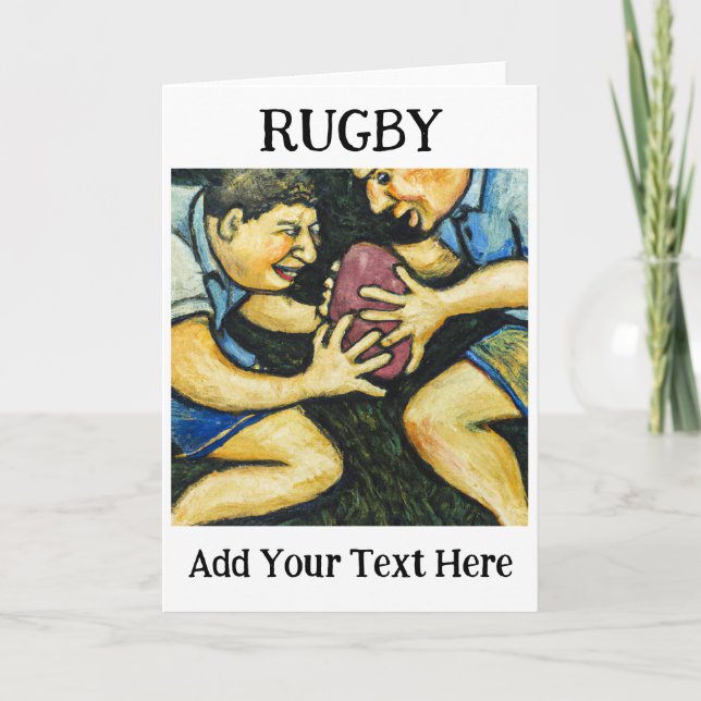 Personalisierte Rugby-Grußkarte Feiertagskarte (Vorderseite)