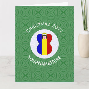 Personalisierte rumänische Engel-Weihnachtsflagge Karte