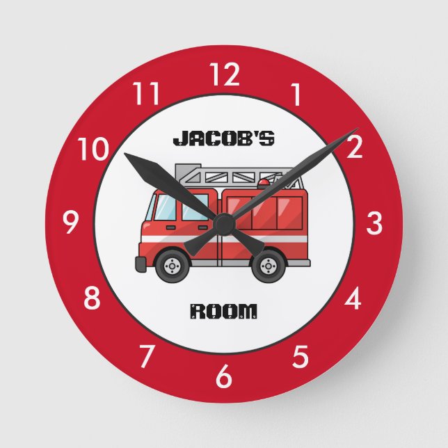Personalisierte Runde Uhr für den roten LKW (Vorderseite)