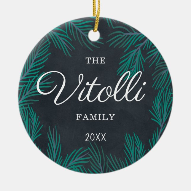 Personalisierte rustikale Bauernfamilie Keramik Ornament (Vorne)