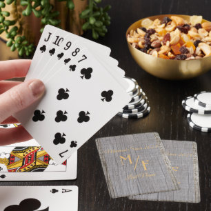 Personalisierte Rustikale Baumrinde mit Initialen Spielkarten