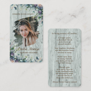 Personalisierte rustikale Blumen-Foto-Gedenkkarte Mitteilungskarte