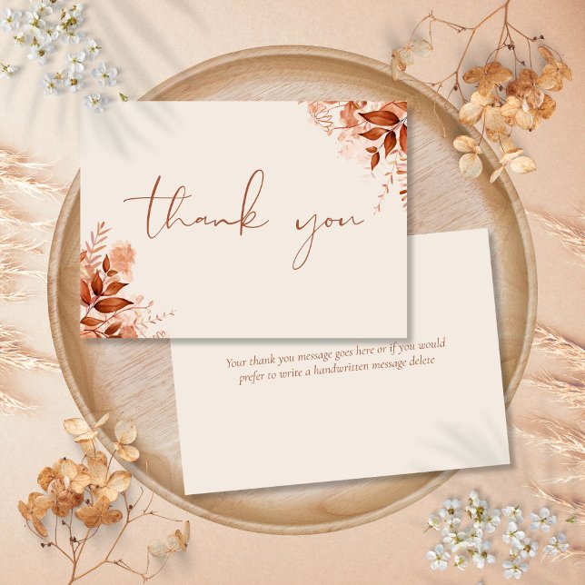 Personalisierte Rustikale Blumenschrift Dankeskarte (Personalized Rustic Floral Elegant Script Thank You Card)