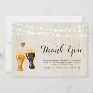 Personalisierte rustikale Brauerei-Bier-Hochzeit Dankeskarte