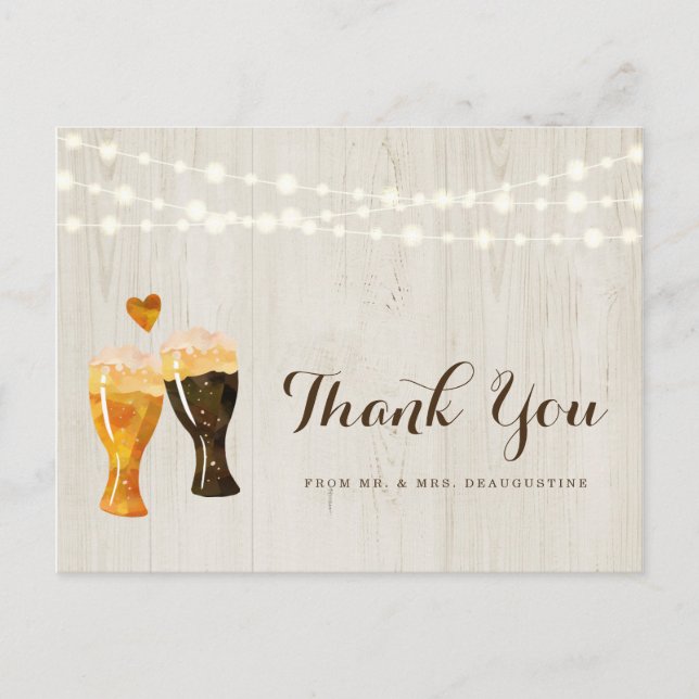 Personalisierte Rustikale Brauerei Hochzeit Vielen Postkarte (Vorderseite)