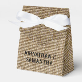 Personalisierte Rustikale Burlap-Gastgeschenk Hoch Geschenkschachtel