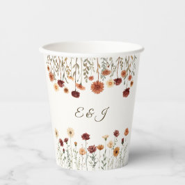 Personalisierte Rustikale Fall Floral Hochzeitspap Pappbecher
