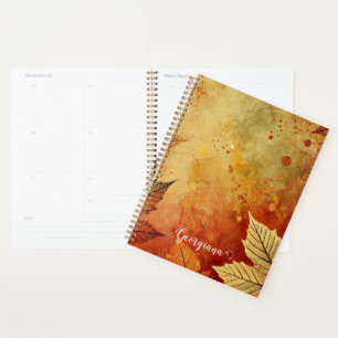Personalisierte rustikale Goldene Autumnal Planer