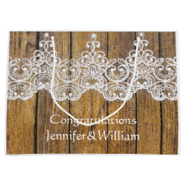 Personalisierte rustikale Hochzeit Geburtstag Holz Große Geschenktüte