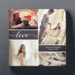 Personalisierte rustikale Hochzeitsszeitsfotografi Fotoplatte<br><div class="desc">Mit dieser Collage-Plakette aus dem Foto können Sie Ihre Lieblingsstifte aus Ihrem Hochzeitstag anzeigen lassen. Personalisiert mit Ihren Namen und Hochzeitsdatum, zeigen Sie bis zu 4 Fotos mit dieser einfach zu verwendenden Vorlage. Denken Sie daran, Fotos mit Ihrem Brautparty, den Eltern, Ihrem ersten Kuss und besonderen Momenten zu verbinden. Die...</div>