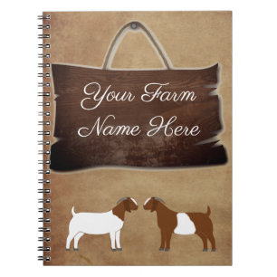 Personalisierte Rustikale Holzfarm Sign Boer Goat Notizblock