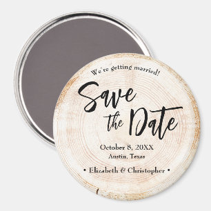 Personalisierte Rustikale HolzWedding Speichern Si Magnet