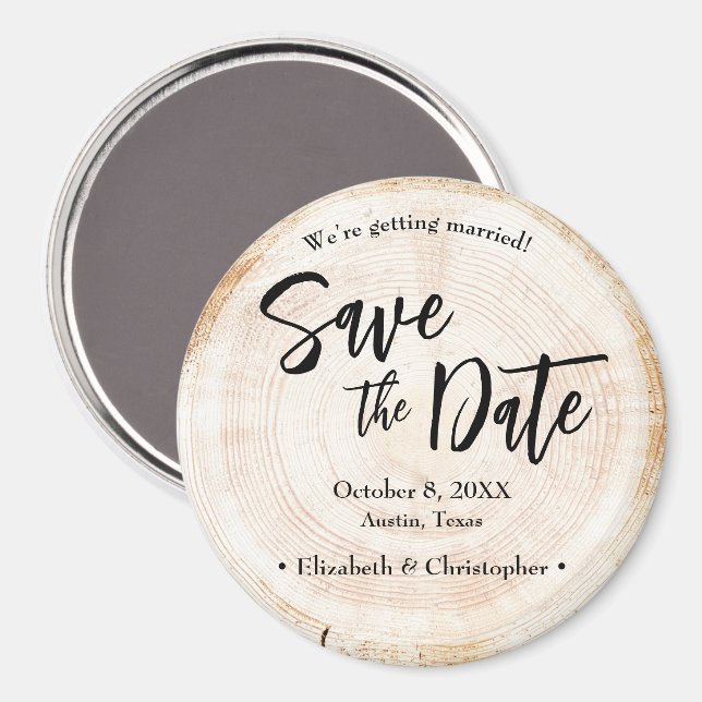 Personalisierte Rustikale HolzWedding Speichern Si Magnet (Vorderseite/Rückseite)