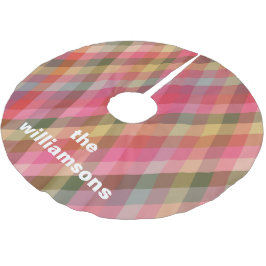 Personalisierte rustikale Karierte Familienname We Polyester Weihnachtsbaumdecke