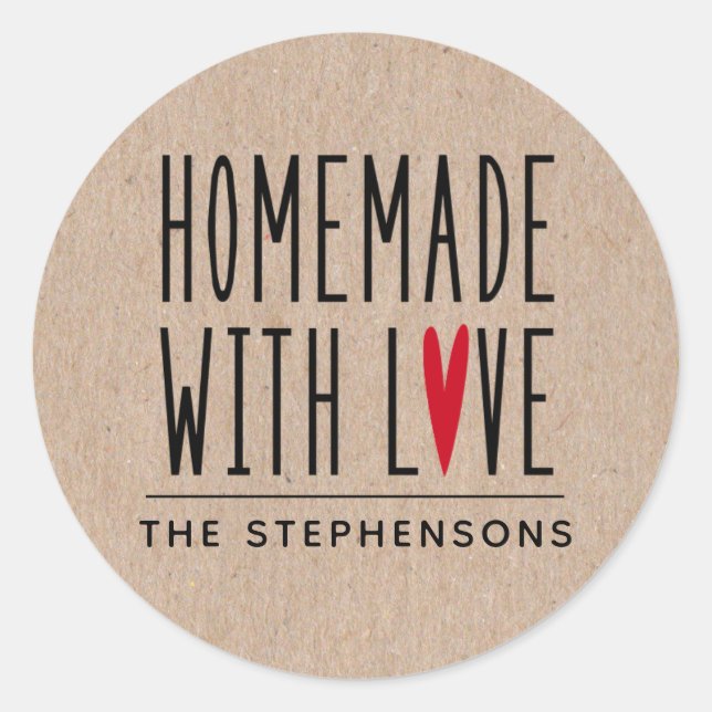 Personalisierte rustikale Kraft aus Liebe Runder Aufkleber (Vorderseite)
