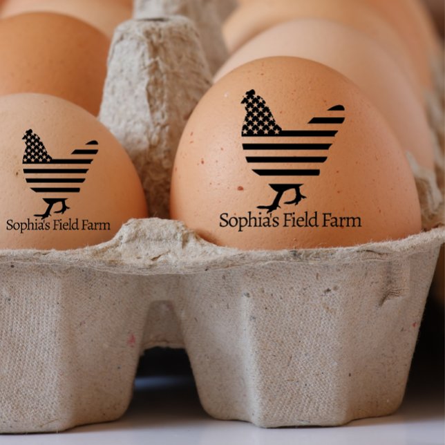 Personalisierte Rustikale Landwirtschaft Frische B Gummistempel (Modern personalized farm name egg stamp)