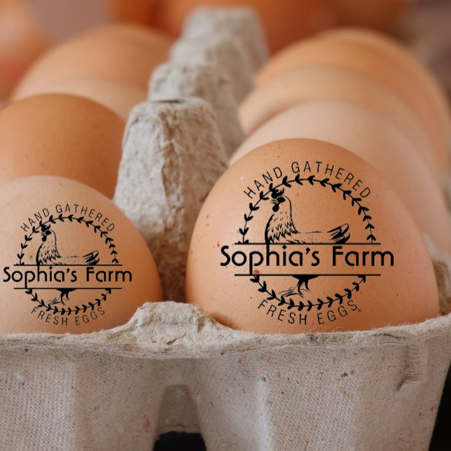 Personalisierte Rustikale Landwirtschaft Frische B Gummistempel (personalized egg stamp)