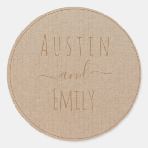 Personalisierte rustikale Moderne Boho Wedding Cla Runder Aufkleber