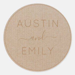 Personalisierte rustikale moderne Boho Wedding Kra Runder Aufkleber