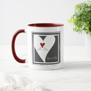 Personalisierte Rustikale Moderne Liebesvögel Rote Tasse