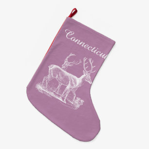 Personalisierte Rustikale Oper Mauve Rentier Weihn Großer Weihnachtsstrumpf