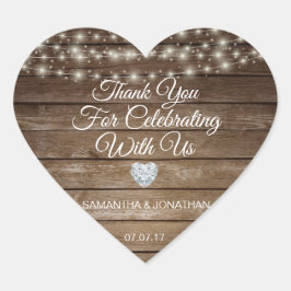 Personalisierte Rustikale Strandlichter Herz-Aufkleber