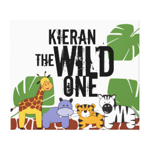 Personalisierte Safari Animals Wild One Kinderzimm Leinwanddruck