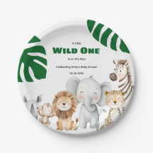 Personalisierte Safari-Baby-Shower-Papierteller