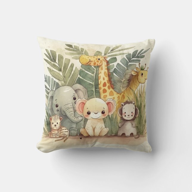 Personalisierte Safari-Jungle-Tiere Kissen (Vorderseite)